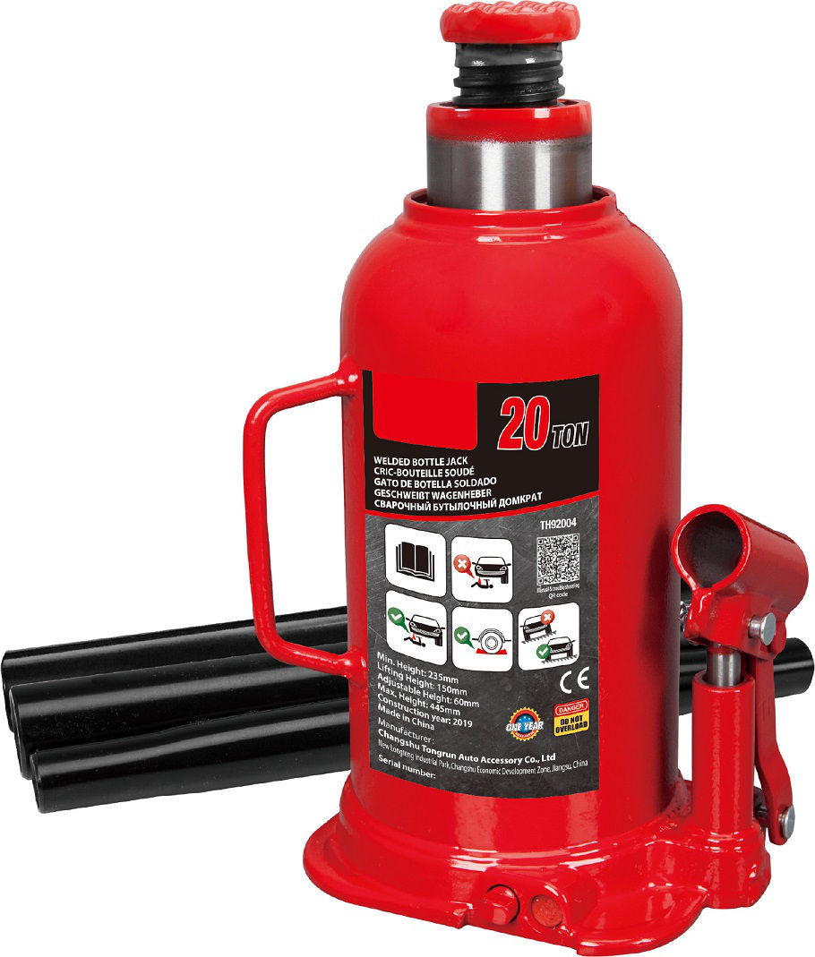 Cric Bouteille Hydraulique 20T Avec Embase Soudée